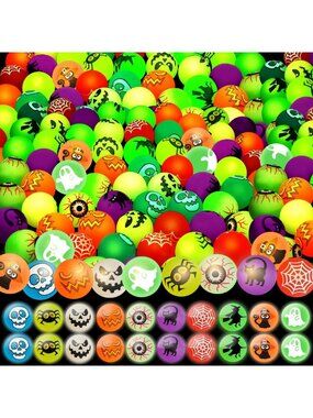 200 Pcs Glow in The Dark Halloween Bouncy Balls - Party Favors & Treat Bag